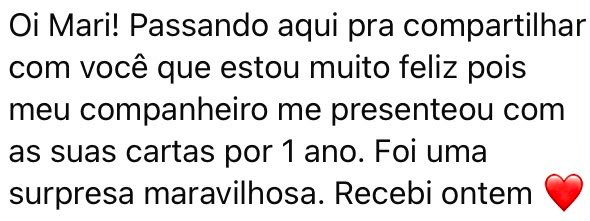 Relato de assinante da Carta por Carta