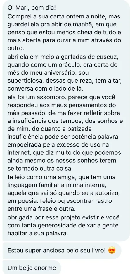 Relato de assinante da Carta por Carta