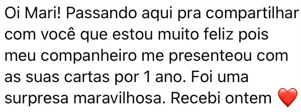 Relato de assinante da Carta por Carta